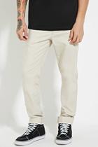 21 Men Men's  Khaki Cotton-blend Slim-fit Pants