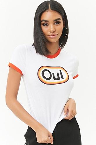 Forever21 Oui Graphic Ringer Tee