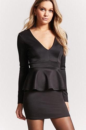 Forever21 Long Sleeve Peplum Mini Dress
