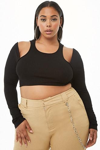 Forever21 Plus Size Open Shoulder Crop Top