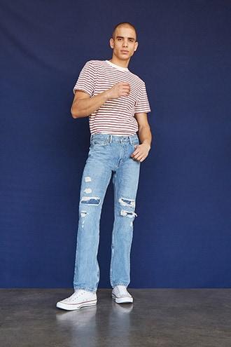 Forever21 Levis 513 Slim Straight Distressed Jeans