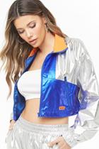 Forever21 Colorblock Metallic Cropped Jacket