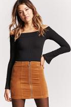 Forever21 Faux Suede Zip-front Skirt