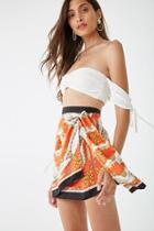 Forever21 Wrap-front Scarf Print Skirt