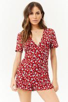 Forever21 Ditsy Floral Print Button-front Romper