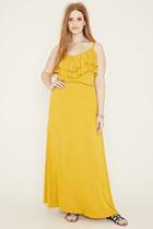 Forever21 Plus Women's  Mustard Plus Size Ruffled Maxi Dress