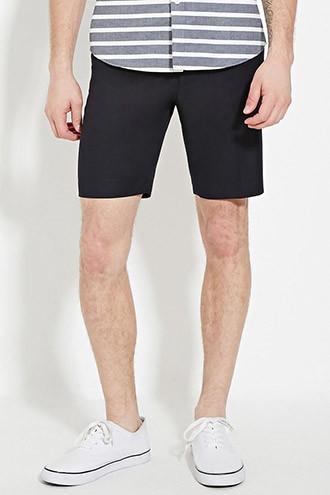 21 Men Men's  Navy Textured Woven Shorts