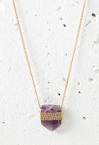 Forever21 Faux Stone Longline Necklace (purple/gold)