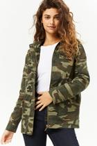 Forever21 Camo Print Hooded Utility Jacket