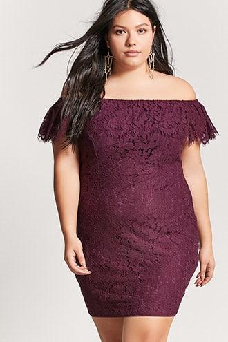 Forever21 Plus Size Crochet Lace Off-the-shoulder Dress