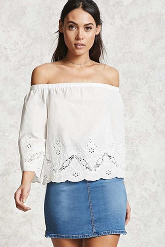 Forever21 Off-the-shoulder Eyelet Top