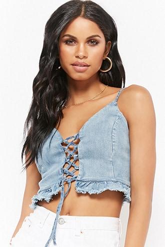 Forever21 Denim Crop Cami