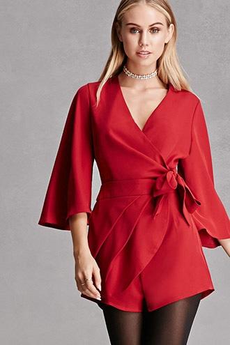 Forever21 Women's  Wine Selfie Leslie Skort Romper