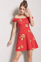 Forever21 Polka Dot & Flower Print Mini Dress