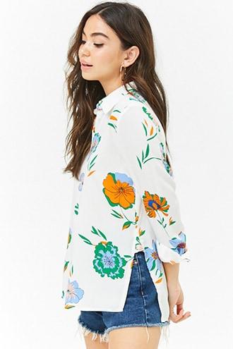 Forever21 Floral Button Top