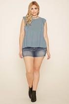 Forever21 Plus Women's  Sage Plus Size Flutter-sleeve Top
