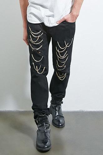 Forever21 Dope Chain Link Distressed Jeans