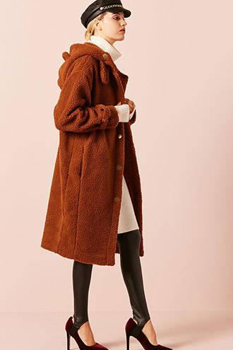 Forever21 Faux Shearling Bear Ear Coat
