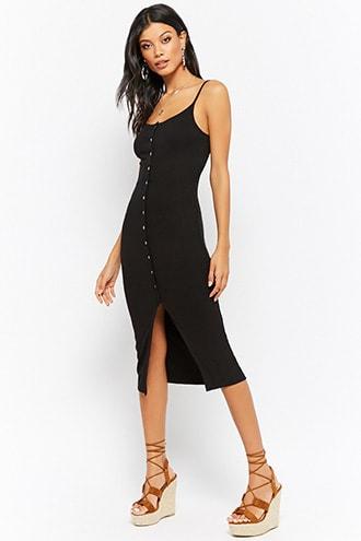 Forever21 Button-down Ribbed Cami Midi Dress