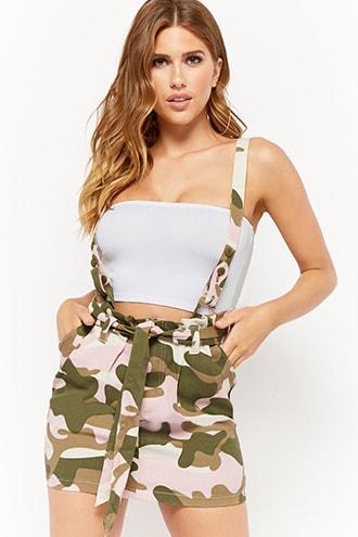 Forever21 Camo Suspender Mini Skirt