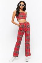 Forever21 Plaid Crop Top And Pant Set