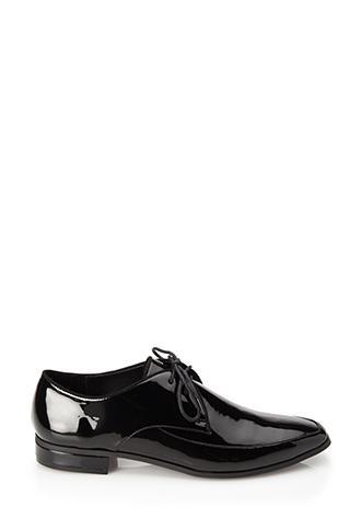 Forever21 Faux Patent Leather Oxfords Black/black 5.5