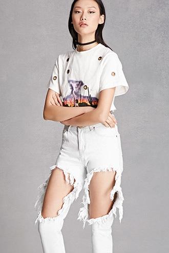 Forever21 Pixie & Diamond Cutout Jeans