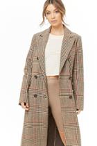 Forever21 Tweed Double-breasted Glen Plaid Coat