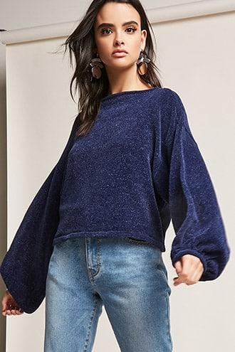 Forever21 Chenille Balloon-sleeve Sweater