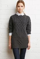 Forever21 Women's  Contrast Cable Knit Sweater (dark Grey)