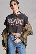 Forever21 Women's  Vintage Acdc Cropped Tee