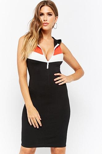 Forever21 Colorblock Chevron Hooded Dress