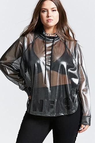 Forever21 Plus Size Metallic Sheer Hoodie
