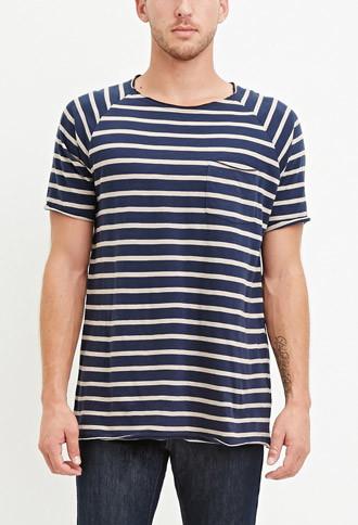 21 Men Men's  Striped Raglan Tee (navy/taupe)