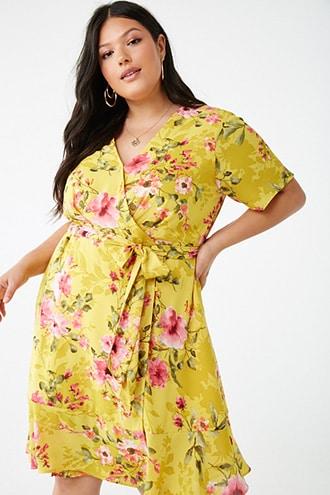 Forever21 Plus Size Floral Print Wrap Dress