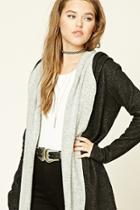 Forever21 Women's  Charcoal Shawl Collar Hooded Cardigan