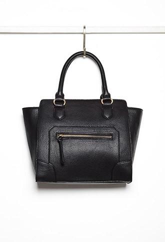Forever21 Pebbled Faux Leather Satchel (black)