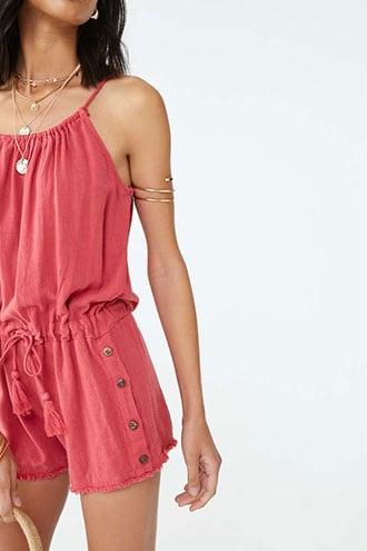 Forever21 Drawstring Tassel Romper