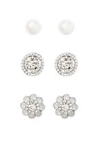 Forever21 Rhinestone Stud Set (silver/cream)