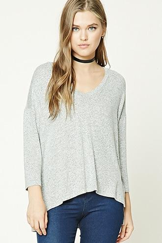 Forever21 Marled Knit V-neck Dolman Top