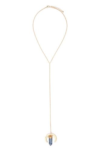 Forever21 Gold & Blue Faux Stone Drop Necklace
