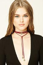 Forever21 Burgundy Faux Suede Layered Choker