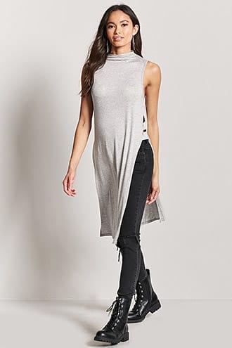 Forever21 Heathered Knit Ladder-cutout Tunic