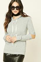 Forever21 Women's  Heather Grey Cutout Drawstring Hoodie