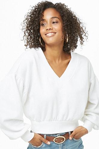 Forever21 Balloon-sleeve Fleece Pullover