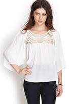 Forever21 Crocheted Gauze Peasant Top