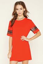 Forever21 Women's  Red & Black Varsity-striped T-shirt Dress