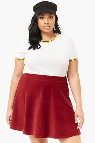 Forever21 Plus Size Corduroy Skater Skirt