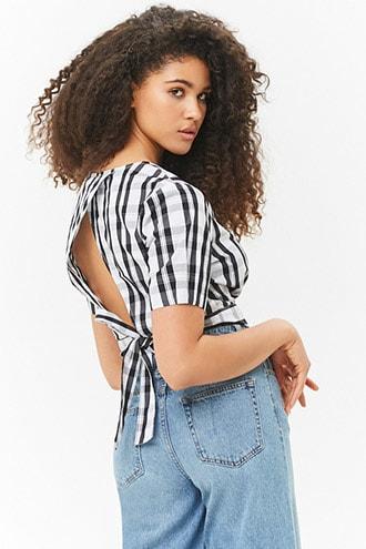 Forever21 Plaid Tie-back Top