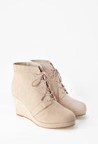 Forever21 Plus Women's  Faux Suede Wedge Booties (wide) (light Grey)